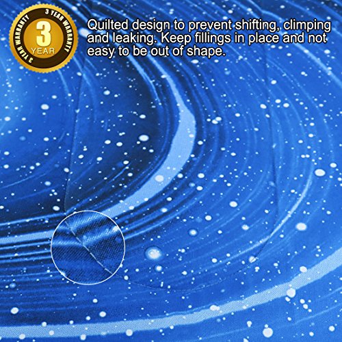 Uxcell Twin Comforter Set Galaxy White Blue For Twin Bed -3D Outer Space Themed Bedding- All-Season Down Alternative Quilted Duvet - Reversible Design- Includes 1 Comforter, 1 Pillowcase #TOP4