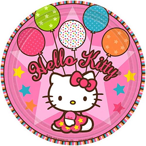 amscan Round Plates | Hello Kitty Balloon Dreams Collection | Party Accessory,Multicolor,9
