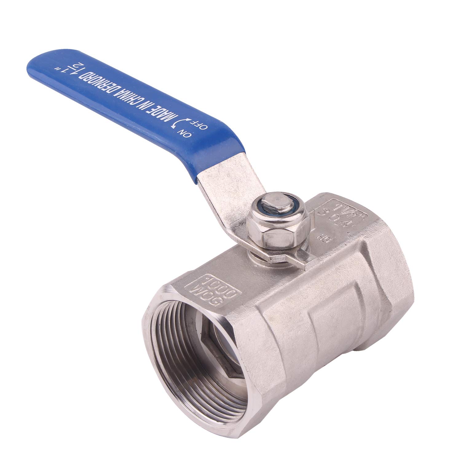Dernord - Válvula de bola de acero inoxidable, 1 puerto estándar NPT para agua, aceite y gas