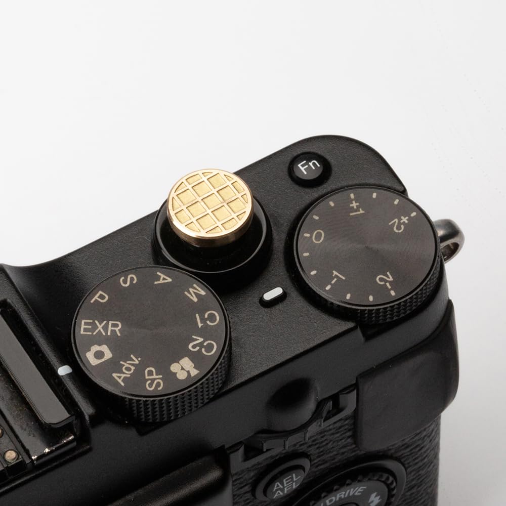 Grid Pattern Camera hot Shoe Cover Shutter Decorative Button for FUJIFILM X100VI X100V X-T4 X-T3 X-E4 X-T50 X-T30II hot Shoe Cover Shutter Decorative Set (Copper Alloy-Shutter Decorative Button)
