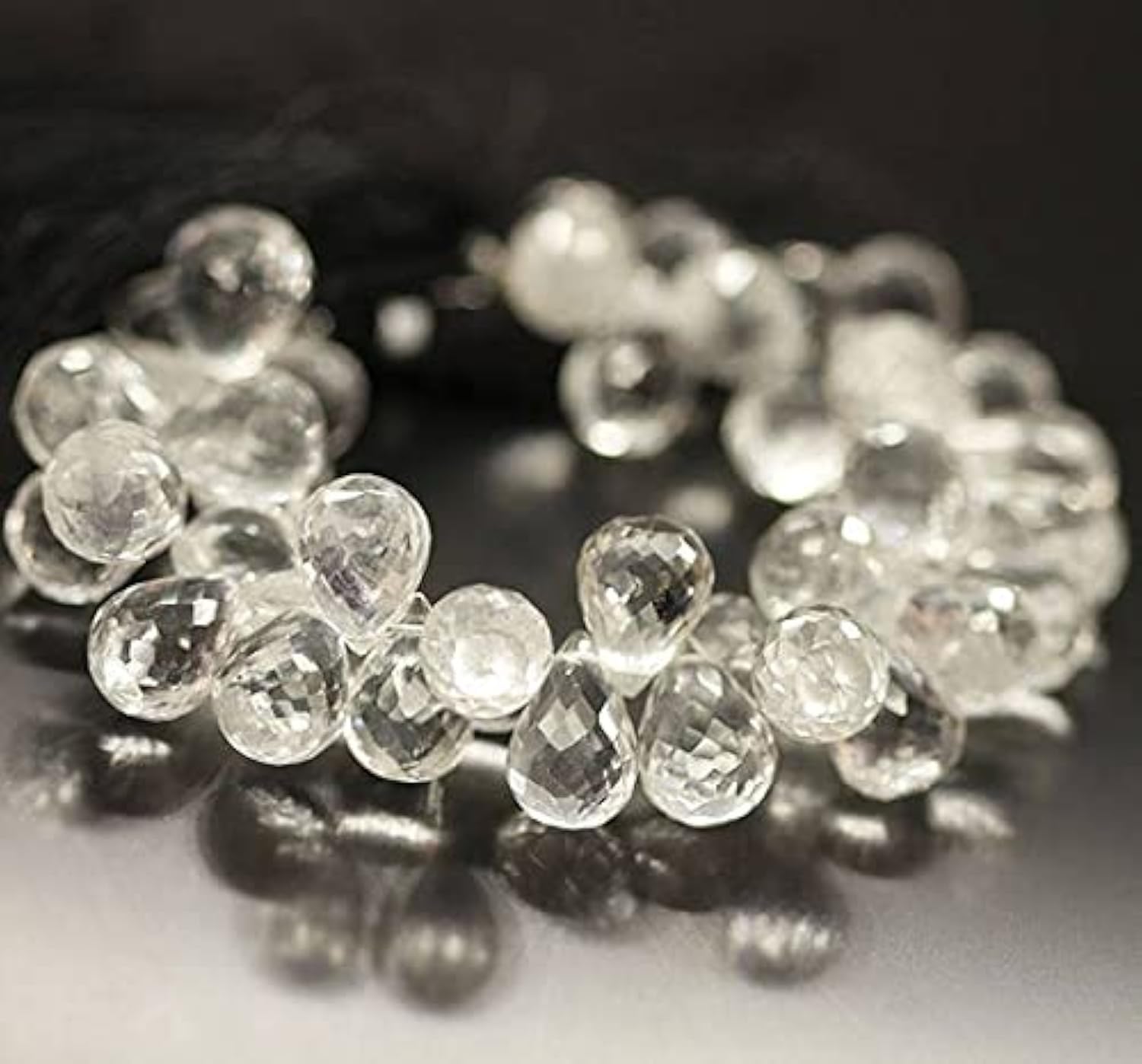 Perles briolette en cristal transparent 14mm pour réparer et concevoir des colliers robustes