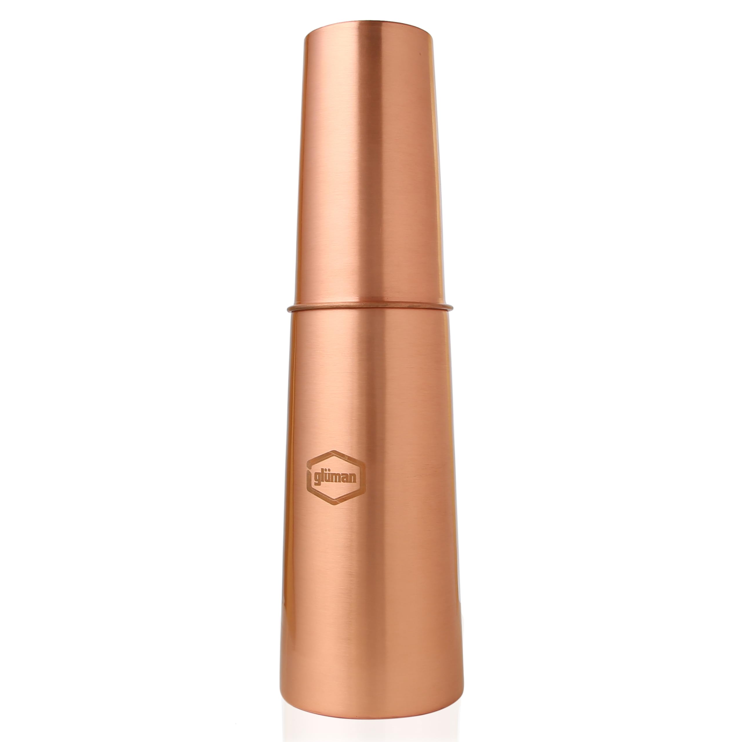 Gluman Cup-Pura Copper Water Bottle With In-Built Glass Cap & Leak-Proof Design I Copper Bottle for Home, School, Gym, Yoga, Trekking & Travel Bottle | Drinkware & Storage Purpose 850 ml