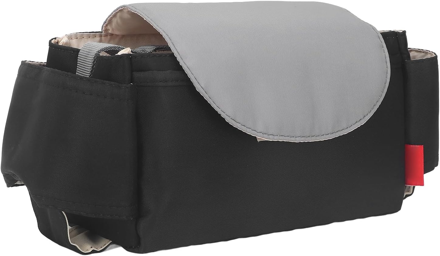 Pilipane Baby Stroller Bag Nylon Multi Pockets Simple Antiwear Baby Diaper Caddy Bag for Crib Wall Table (Black)
