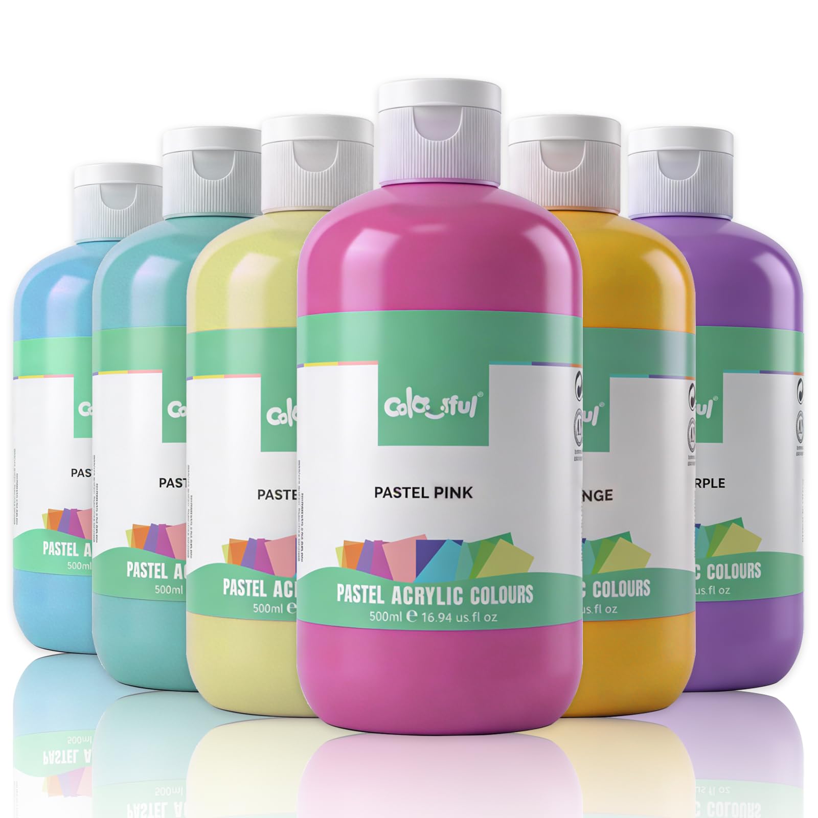 Colorful Artist Pastel Acrylic Paint Set, 6 Pack 16.67oz each Art Paint, Non Toxic, Highly Pigment Paints for DIY Crafts & Beginner Artists, Ideal for Multi-surface — image 1