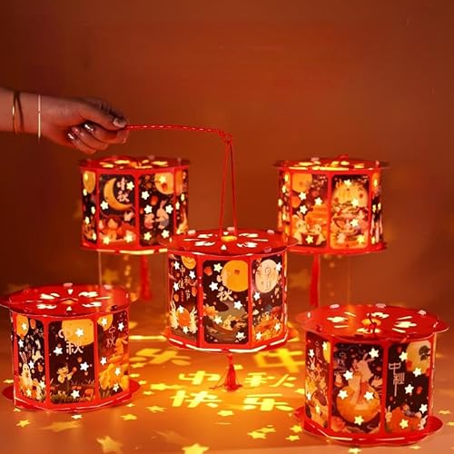 4pcs Red Mid-Autumn Festival Lantern Hanging Paper Lantern DIY Chinese Traditional Hand Made Lanterns Festival Home Holiday Decoration