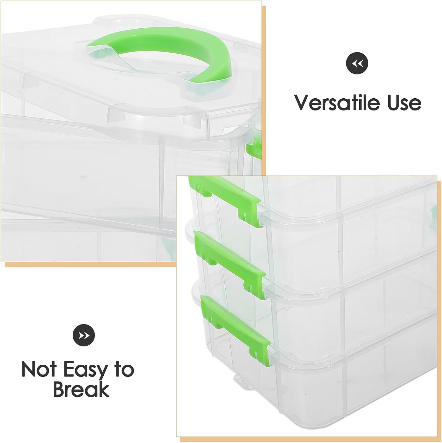 4-tier Stackable Storage Box with Handle Lid for Supplies image 3