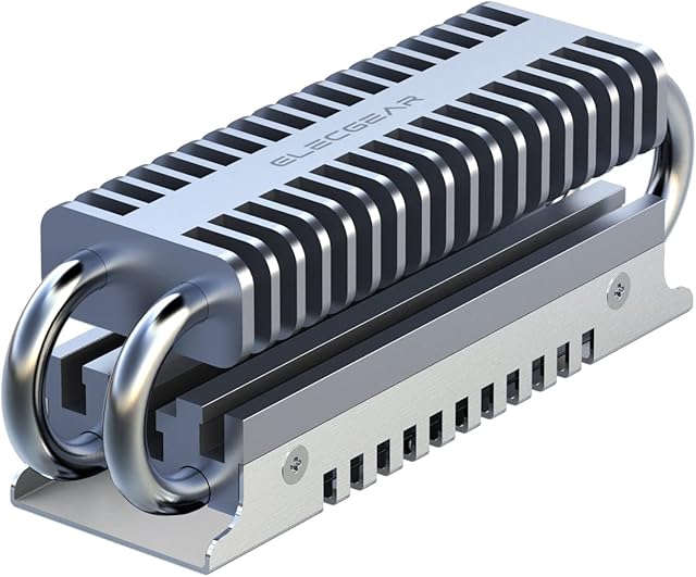 ElecGear EL-80P M.2 2280 SSD Heatsink, Heat Pipe + Double Deck Solid Aluminum Cooler for 80mm PCIe NVMe and SATA M2 SSD internal Gaming SSD, Thermal Pads included
