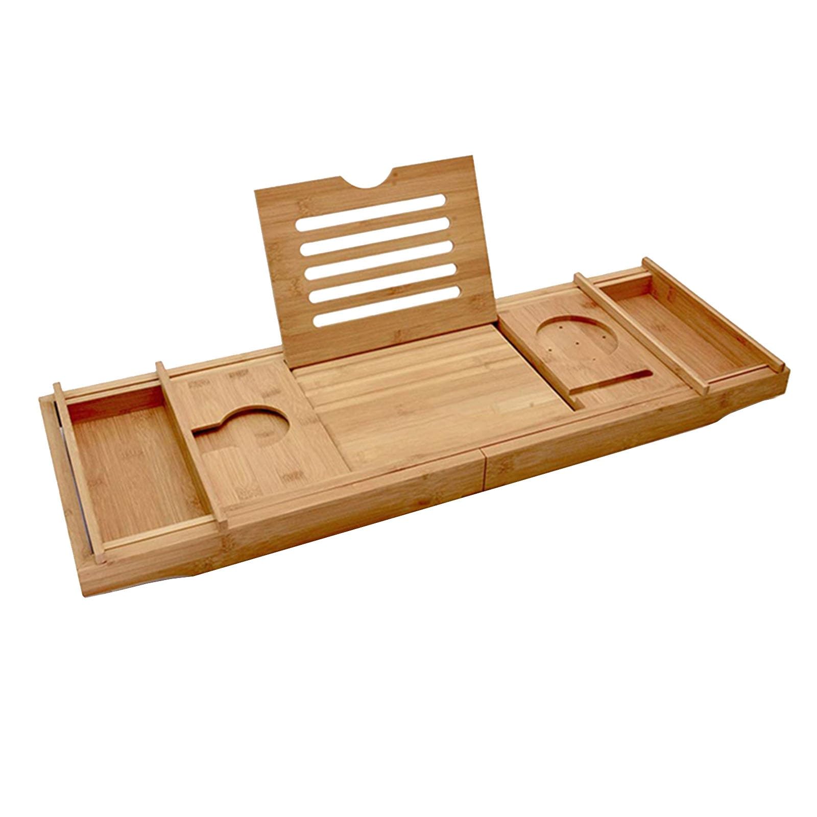 JKJZSALJ Bath Traytelescopic Bathtub Rack Bamboo Wooden Bracket Bathroom Bath Rack Wooden Rack Storage Board 75 23 5Cm