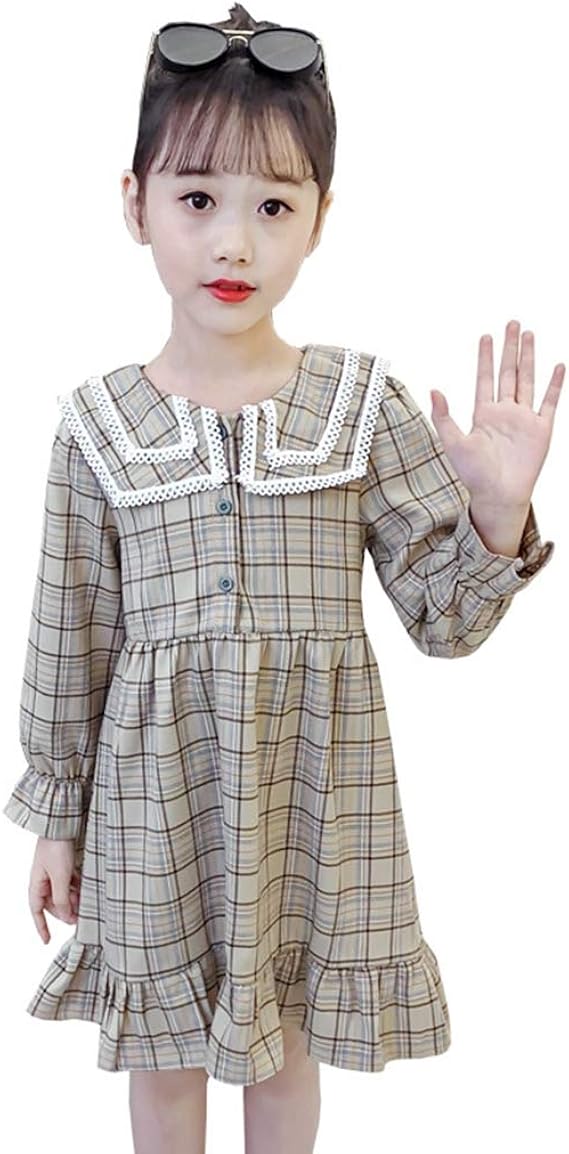 Amazon 実りの秋 ガールズワンピース 長袖 チェック プリンセス風 女の子 ドレス 子供服 女児 キッズ お嬢様 可愛い 良い肌触り 通園 通学 発表会 フォーマル ワンピース チュニック 通販