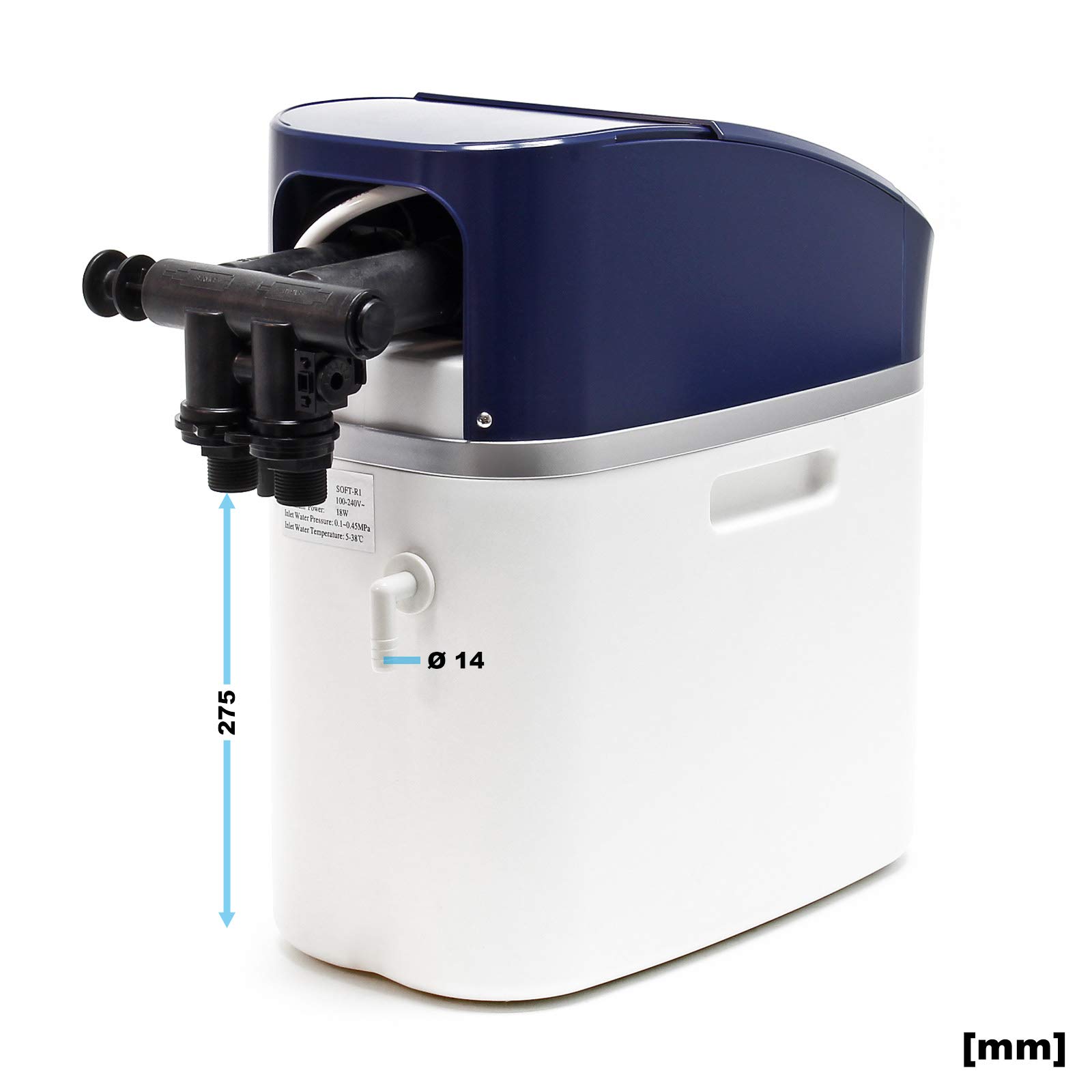 Wiltec SOFT-R1 Wasserenthärtungsanlage, Wasserentkalkung mit 500 l/h, Entkalkungsanlage mit Ionentauscher, Wasserenthärter mit 10 l Soletank