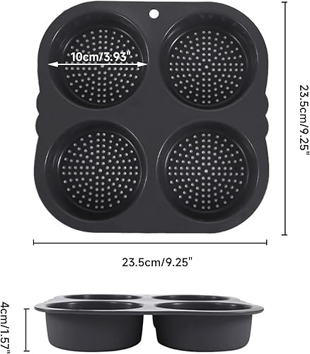 Miniatura 3 de Molde para bollo de hamburguesa, negro, silicona, cavidad profunda de 4 pulgadas, antiadherente