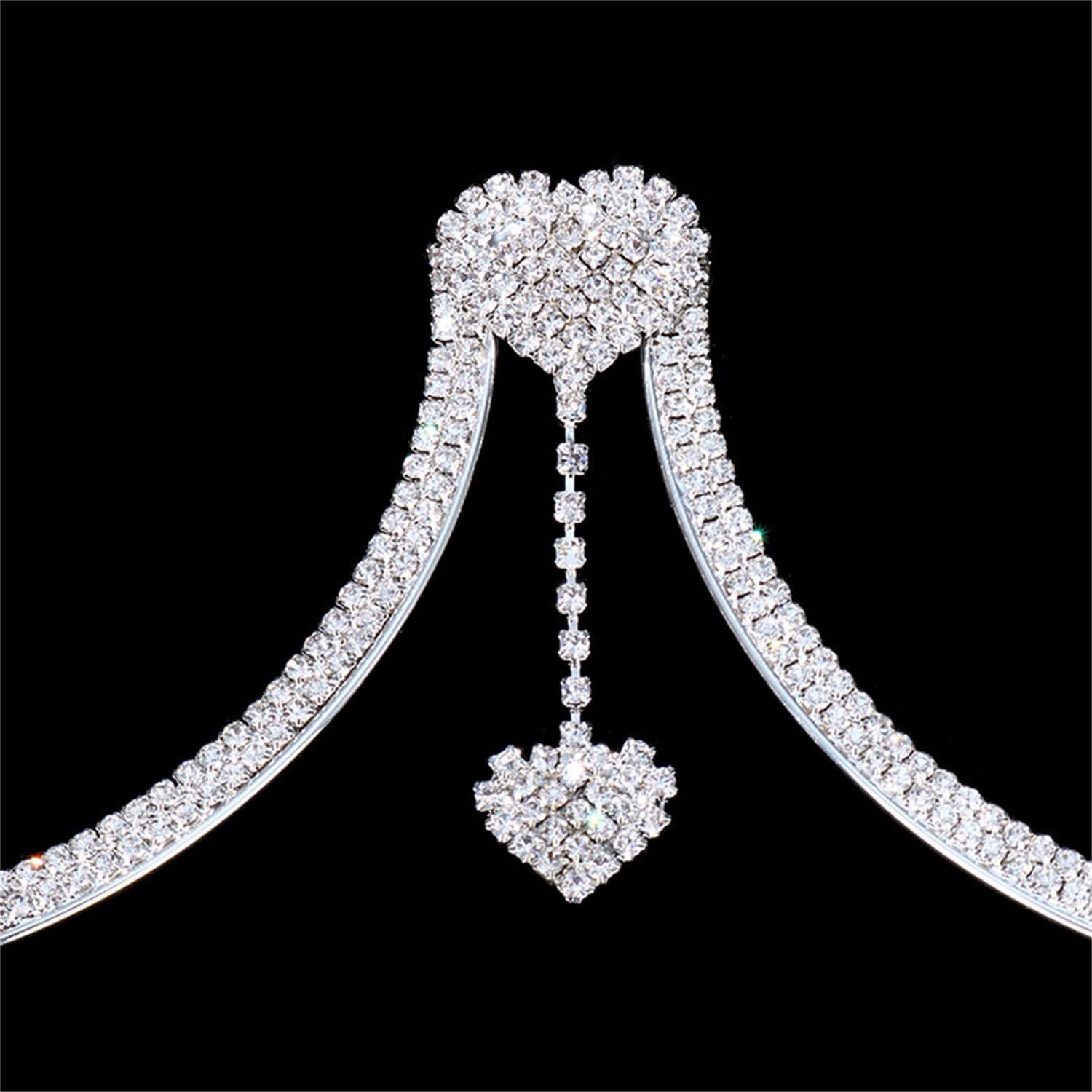 RWRAPS Sexy Kette für Damen, Brustkette, Diamanten, Strand-BH-Kette, Kristall-Bikini-Dessous-Dekoration (Silber)