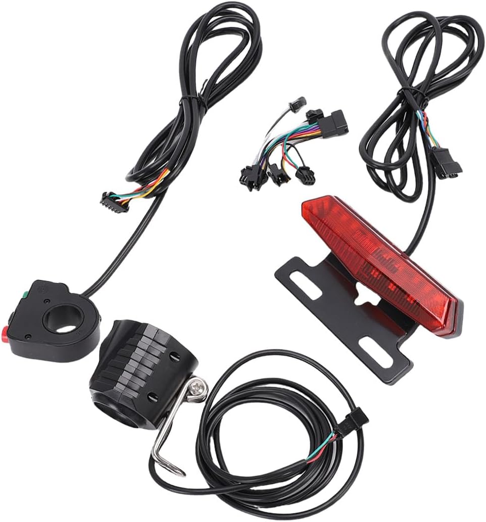 Electric Bike Light Set, 5Pin Key Switch Bike Light Kit, Complete Headlight Horn Taillight & Turn Signal Kit with Safety Features, Ideal for E Safety