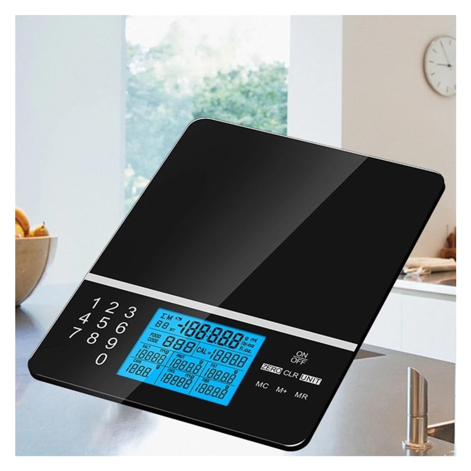 Bilancia digitale, Bilancia nutrizionale intelligente da 5 kg, bilancia digitale per alimenti touch screen in vetro temperato impermeabile per cottura al forno
