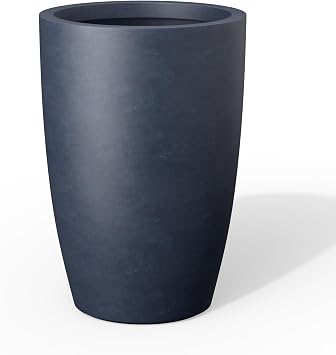 Kante Charcoal Concrete Planter 18.1" Tall All-Weather Round Small Pot | Handcrafted Cement Tapered, Anti-Frost & UV Outdoors, Plug for Indoor, Lightweight & Durable, Modern Home, Garden, Porch