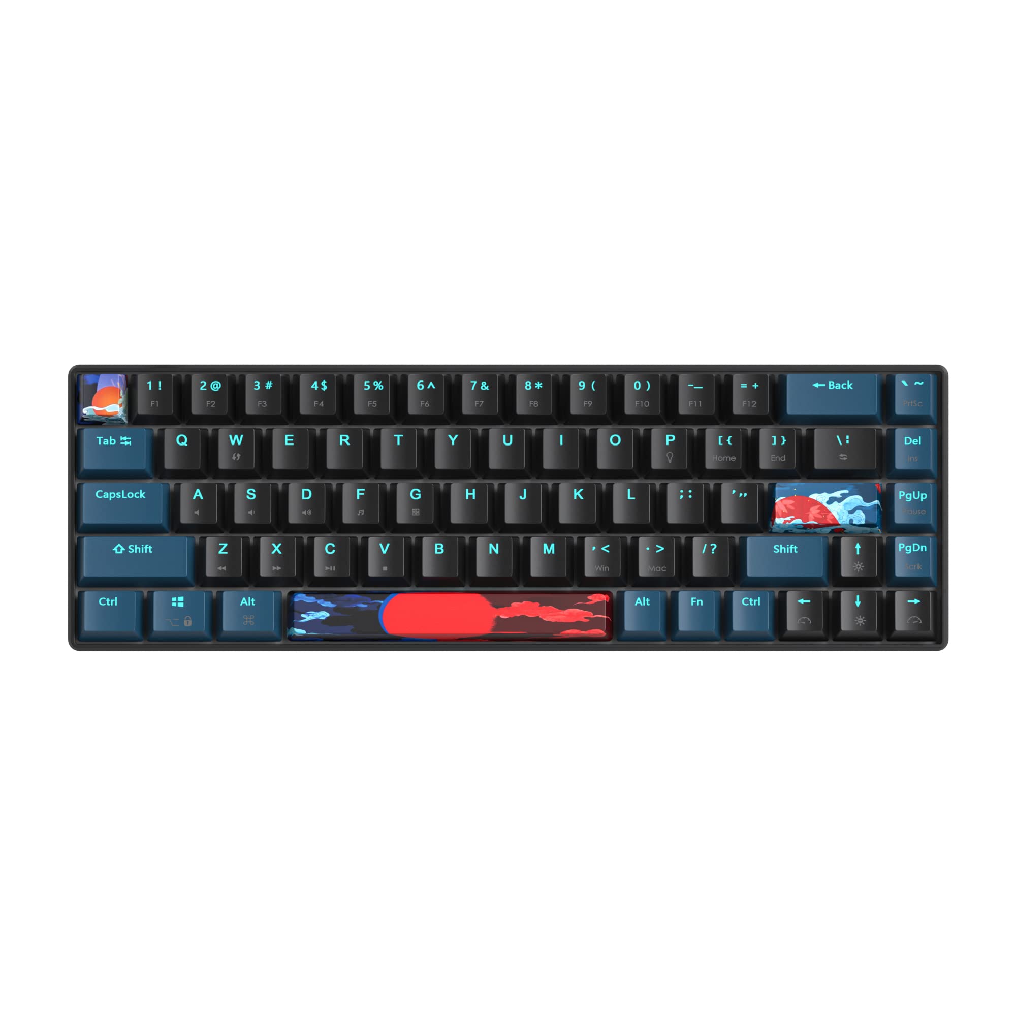 SOLIDEE tastiera da gioco meccanica al 65%,68 tasti con interruttori rossi lineari,tastiera meccanica cablata con retroilluminazione LED,tastiera ergonomica compatta luce mista,per PS5/PS4(68 Monstor)