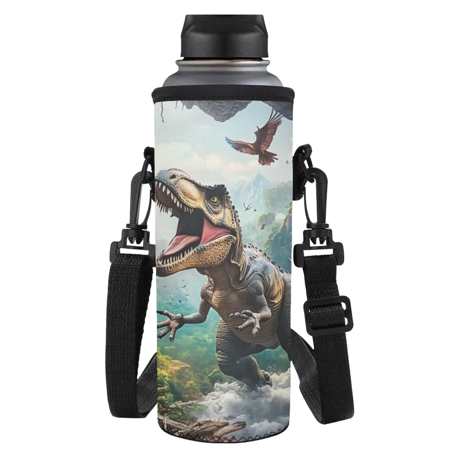 Yexignaon Dinosaur Water Bottle Covers Only for Kids Water Bottle Sleeve Large Lightweight Insulated Glass Bottles Carrier Bag for Outdoor Hiking Travel Drink Carrying