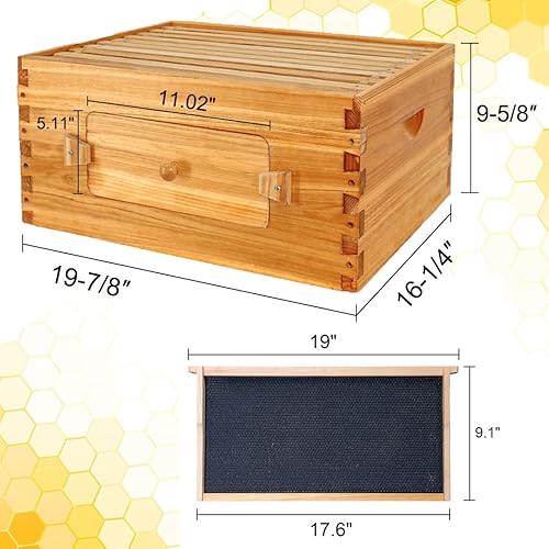 Miniatura 2 de BeeCastle Caja de colmena de abeja profunda de 10 marcos, cajas de colmena Langstroth sumergidas en cera de abeja 100% natural, con marcos de