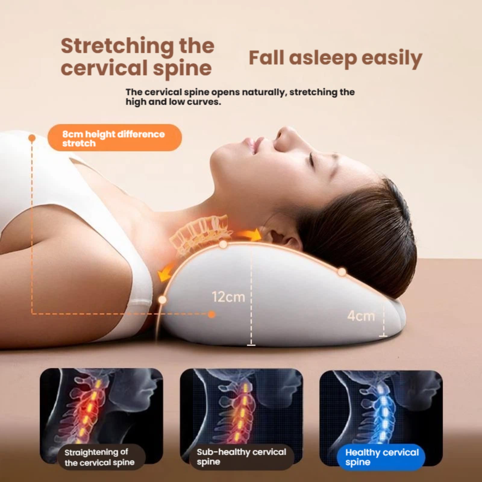 Almohada cervical, almohada de apoyo para el cuello, almohada de espuma viscoelástica, almohada ortopédica, almohada ergonómica de contorno, para aliviar el dolor de cuello y dormir mejor