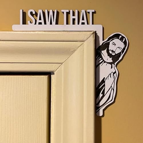Miniatura 5 de Tendiren Decoración creativa para esquina de puerta, letrero de puerta divertido de madera Jesús lo vi, bendiga este hogar decoración de pared,