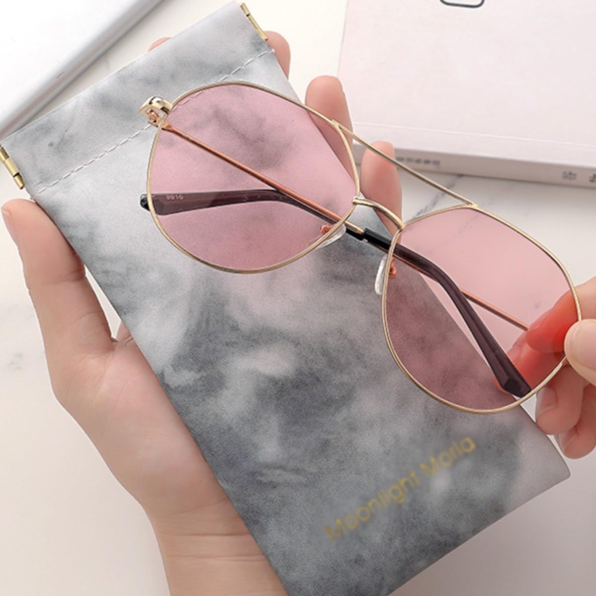 Étui à lunettes de soleil portable for myopie, sac rangement for, adapté aux hommes et femmes tous âges, classique Étui à Lunettes pour Femme