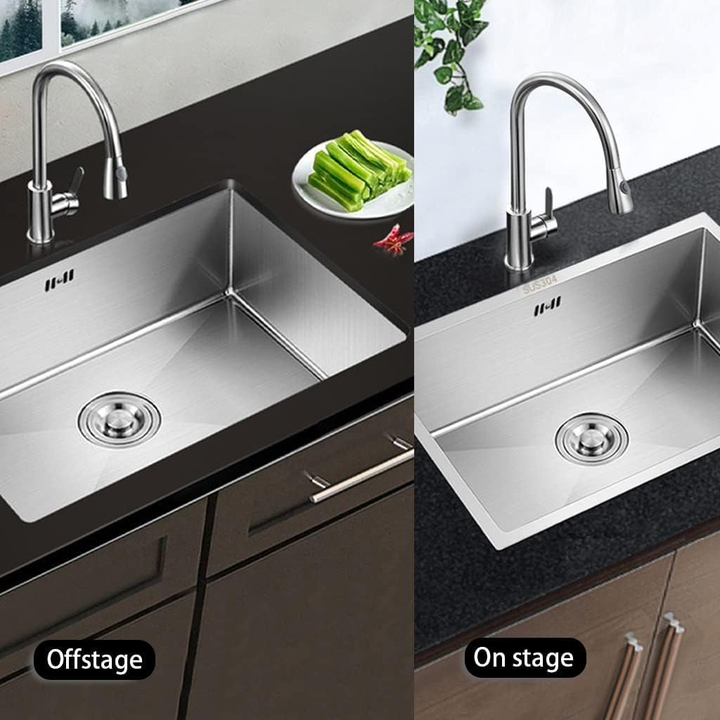 Modern Stainless Steel Kitchen Sink - Single Bowl Bar Prep Sink for Drop-in or Undermount Installation(50x40x21cm) (One Color 50x40x21cm)