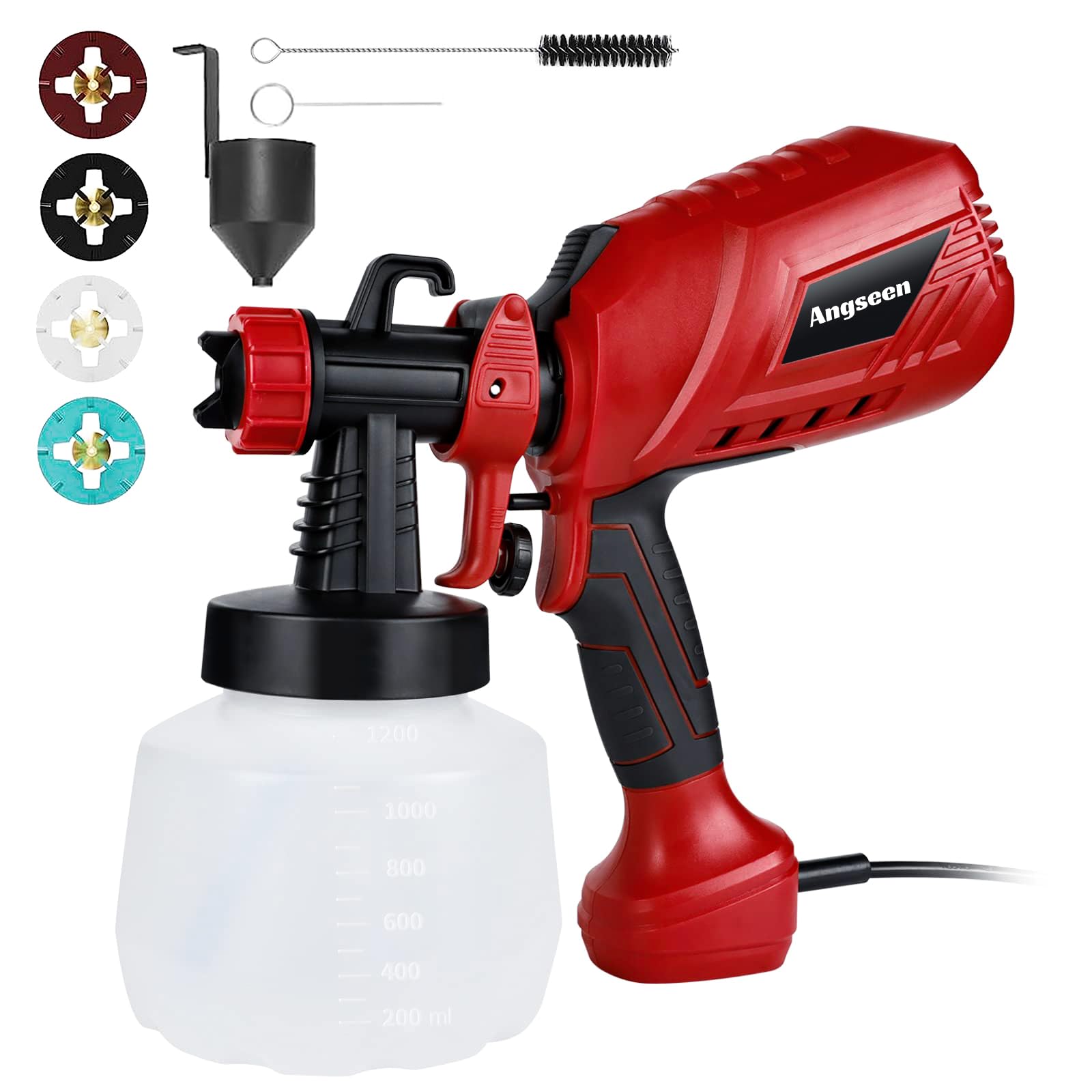 Exploded view of Angseen Paint Sprayer components