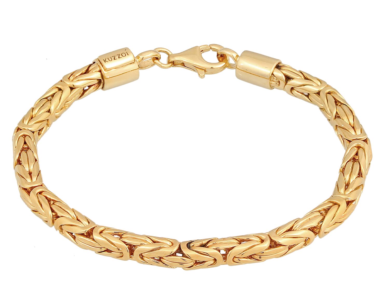 Kuzzoi Buddha Silber-Armband Herren 925 Silber Königsketten Armband (5 mm) | aus 925 Silber vergoldet goldenes Königsarmband für Männer 26.3g