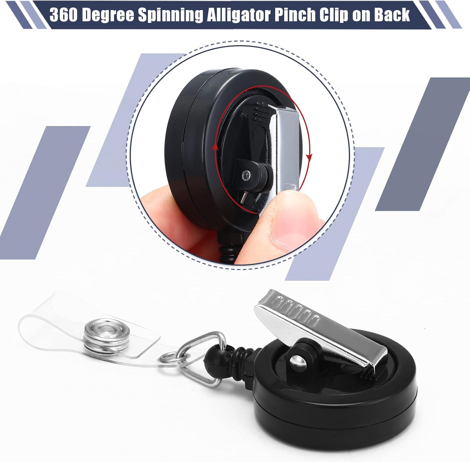 Fulmoon 100 Pcs Translucent Retractable Badge Reels Round ID Badge Holders Nursing Name Reels with Swivel Alligator Clip and Vinyl Card Strap for Nurses Volunteer Students Teachers(Black) - Image 4