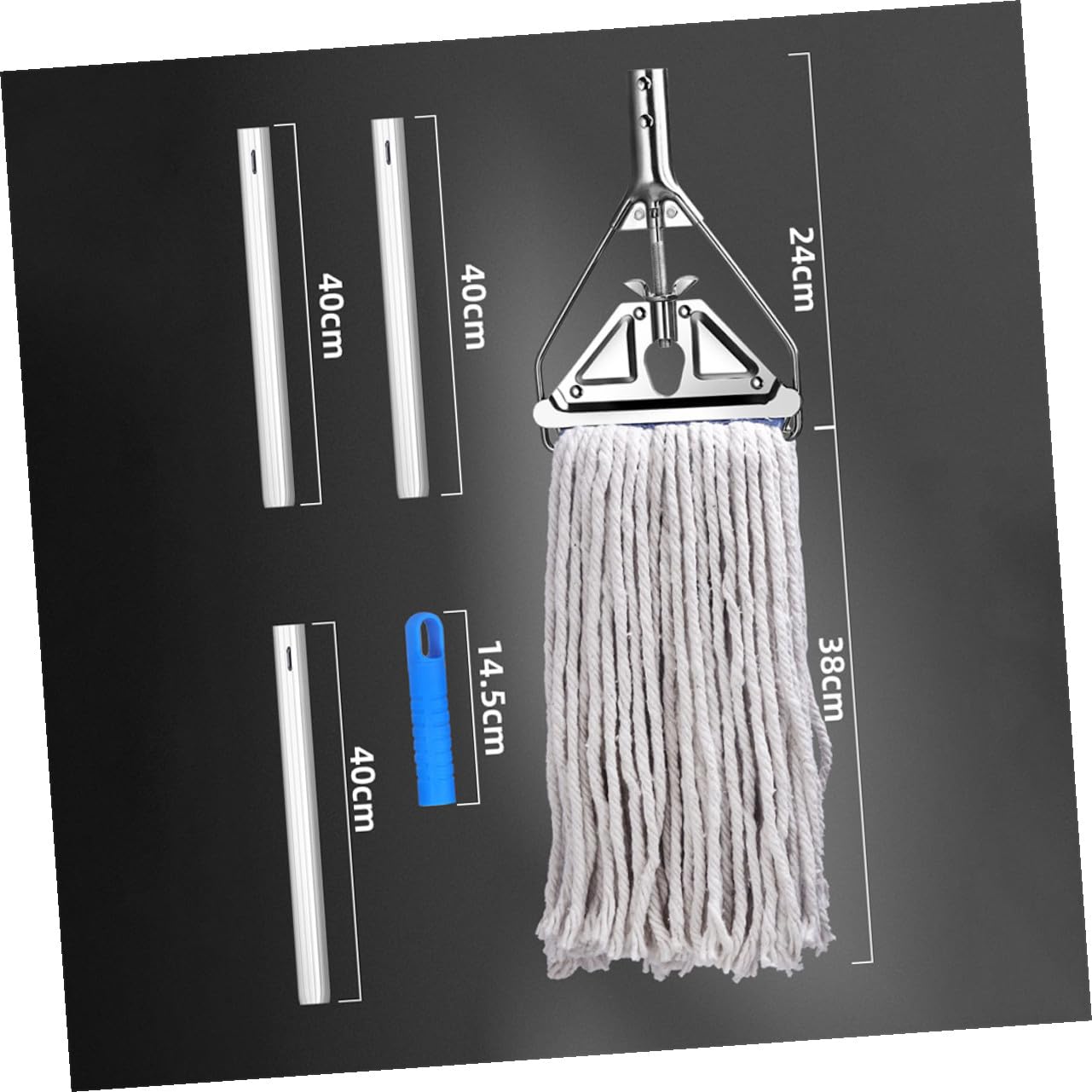 Mopa de Algodón Absorbente para Limpieza Húmeda y Seca Trapeador Triangular de Aluminio Resistente para Suelos de Madera Azulejos y Cemento Mango Ergonómico Antideslizante Alta