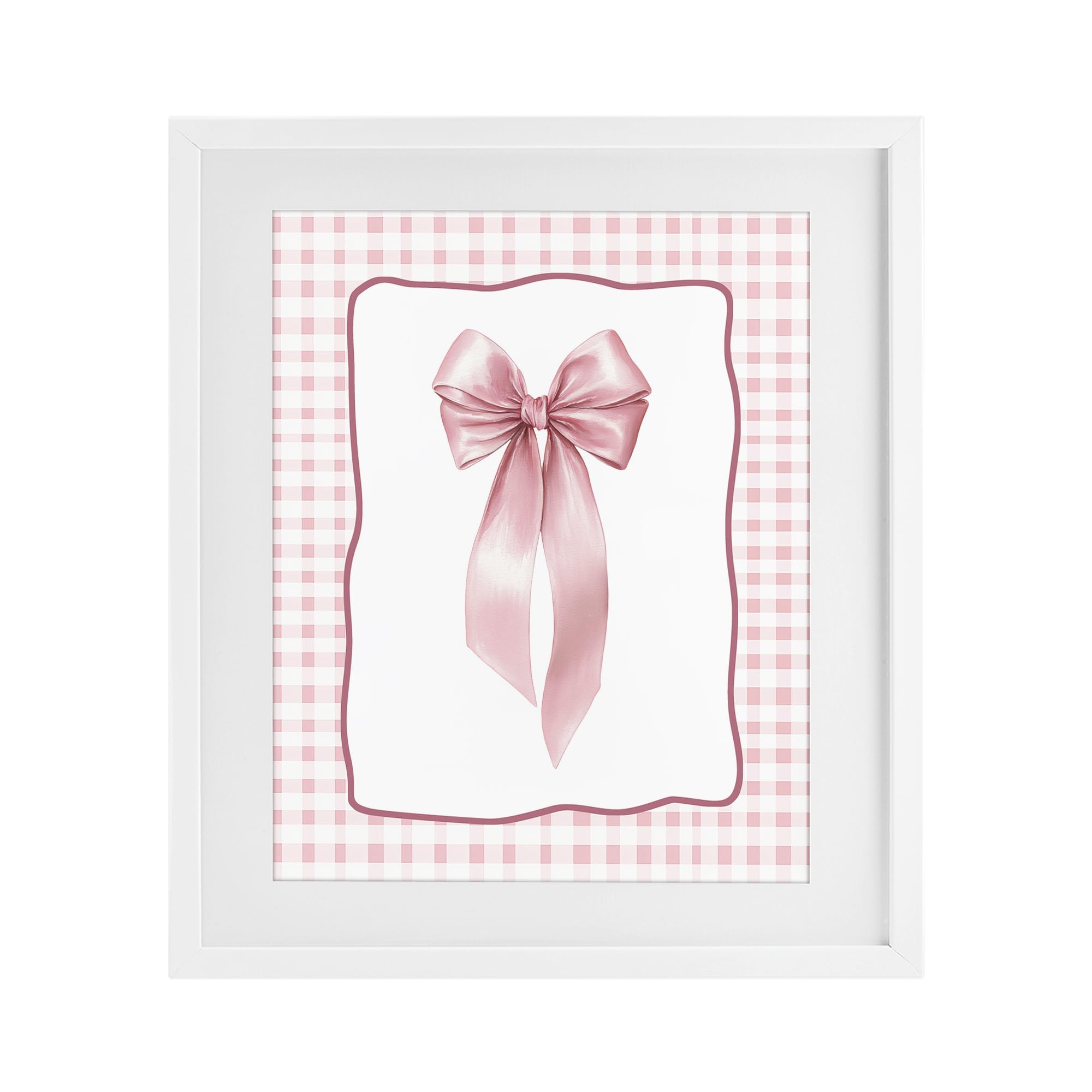 'Pink Gingham Ribbon'| Framed Print Under Glass
