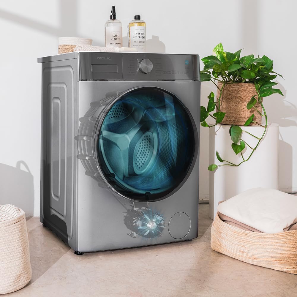Cecotec Lavatrice 9 Kg di carico frontale Bolero DressCode 9800 Inverter Steel A. 1400 giri/min, classe A, 16 programmi, motore Inverter Plus, SteamMax, OnSmart, SpaCare, Fuzzy Logic e Display Touch