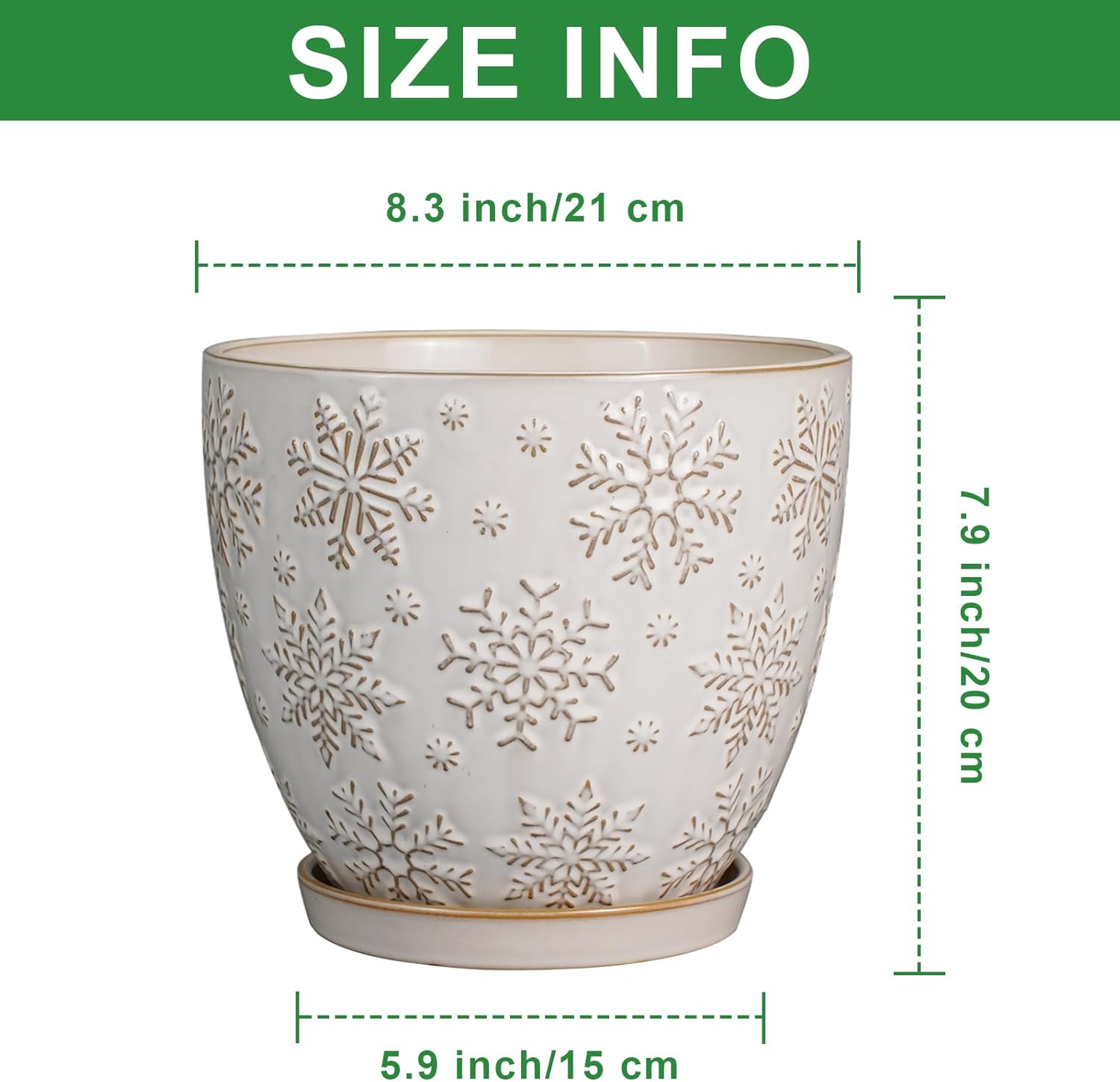 MPotTo Ceramic Planter 8 Inch Plant Pot with Drainage Hole and Saucer Ceramic Pots for Indoor Plants Outdoor Large Flower Pot for Home Decor White