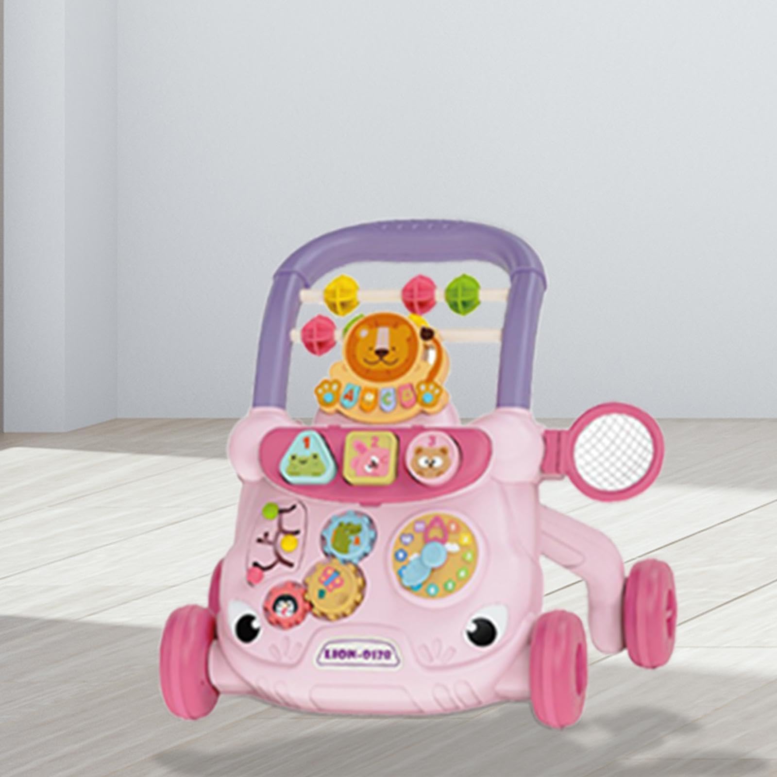 Giocattolo Multifunzionale per La Prima Infanzia con Funzione di Spinta, Pannello Interattivo, Centro Attività per Bambini, Struttura Stabile, Rosso, Taglia unica