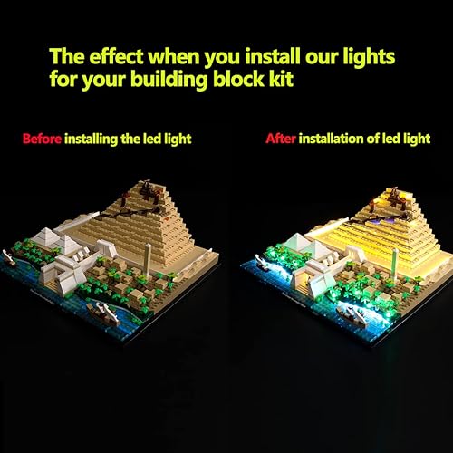 Miniatura 3 de Kyglaring Kit de iluminación LED diseñado para Lego Great Pyramid of Giza 21058 (sin modelo) Architecture Landmark Collection Model Building Set -