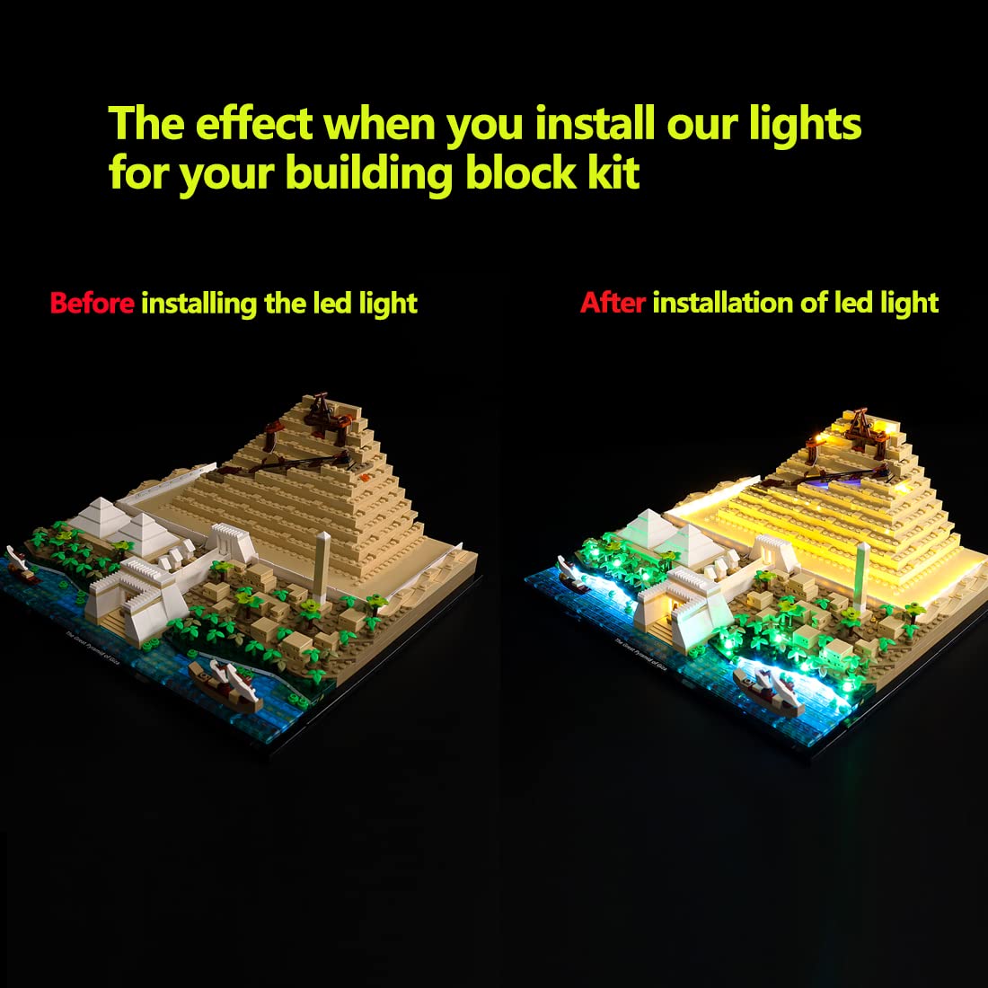 Kyglaring LED Lighting Kit Designed for Lego Great Pyramid of Giza 21058 (No Model) Architecture Landmark Collection Model Building Set - Image 3