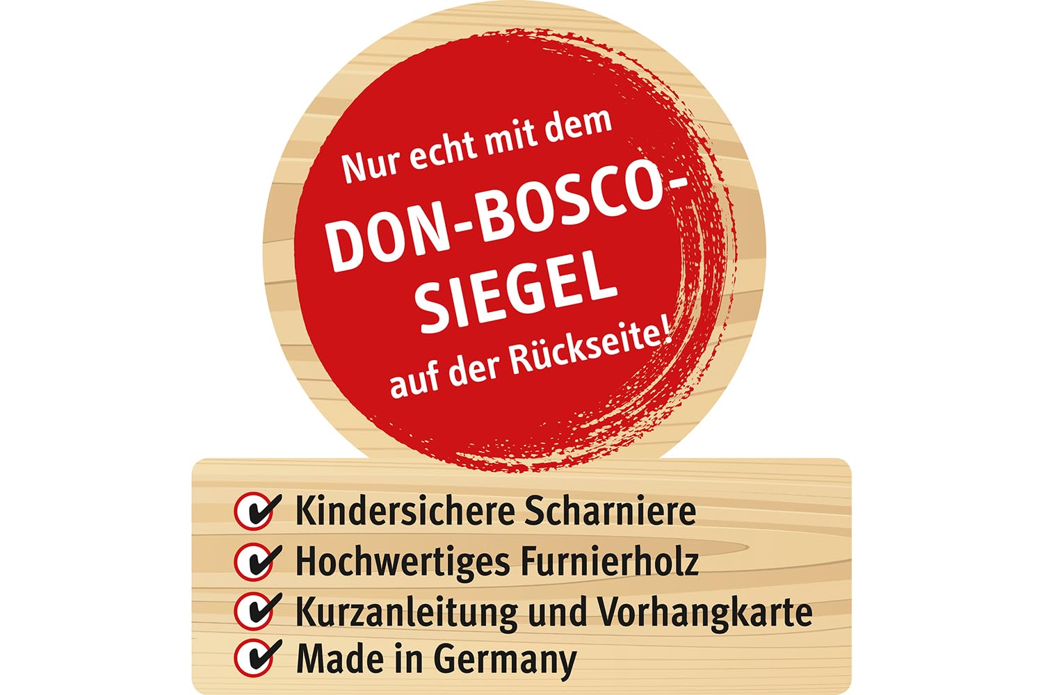 Kamishibai mit seitlichem Einschub und offener Rückwand. Erzähltheater für Bildkarten in DIN A3. Fertig montiert. Mit Don Bosco-Qualitätssiegel: ... Ausführung mit kindersicheren Scharnieren
