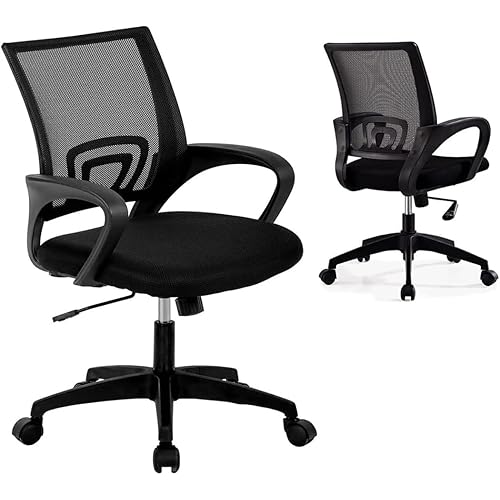 Home Office Chair, Ergonomic Desk Chair with Lumbar Support Armrest, Mid Back Breathable Computer Chair Height Adjustable Executive Task Chair for Office Work Study