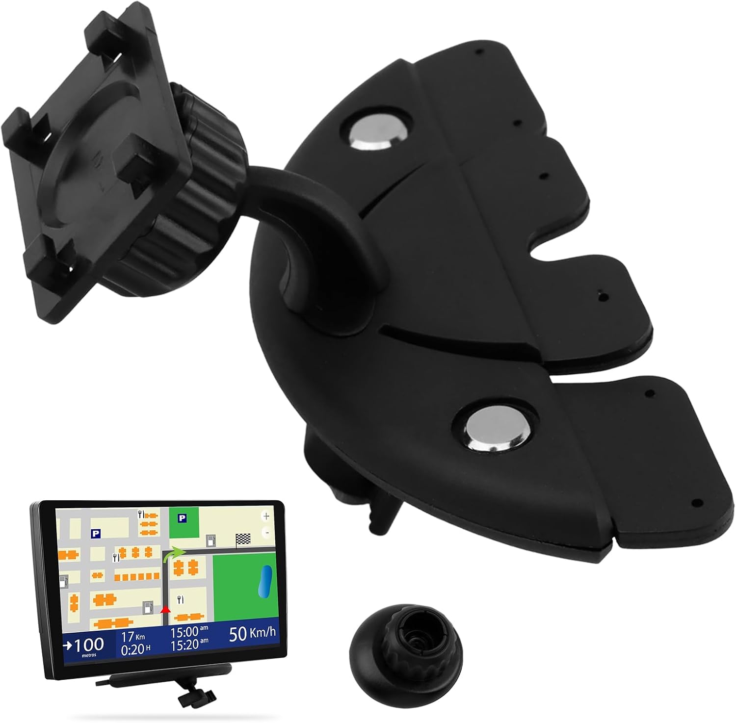 CD Slot Mount for Carplay Screen 360° Rotation CarPlay Screen Mount with Magnetic Head and 4-Button Lock CarPlays CD Mounts Compatible with 7-11 Inch CarPlays Screens