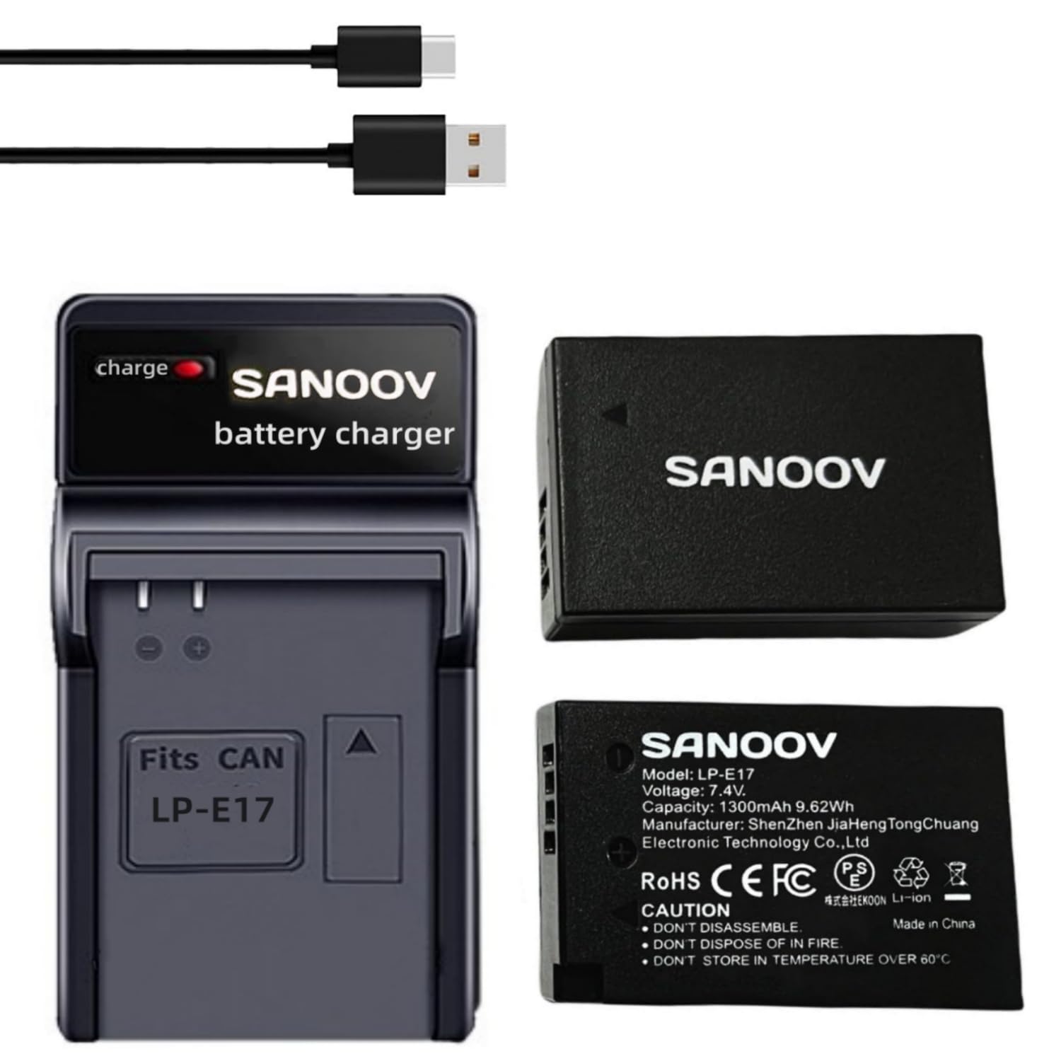 Amazon | Sanoov LP-E17 2*1300mAh 大容量バッテリーFor Rebel