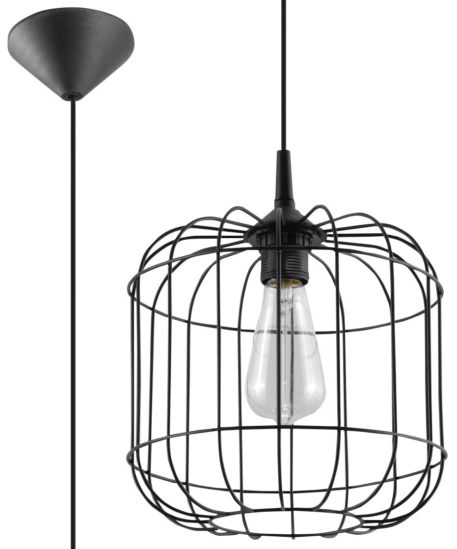 Sollux Lighting Celta Steel Pendant Light, Black