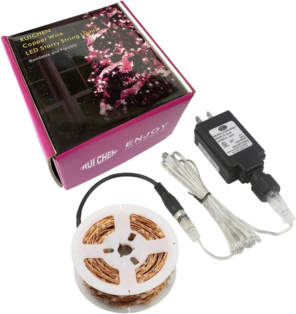 RUICHEN Copper Wire Fairy Lights Plug in Super Long 165 Ft 500 LED Starry String Lights with Spool, Warm White