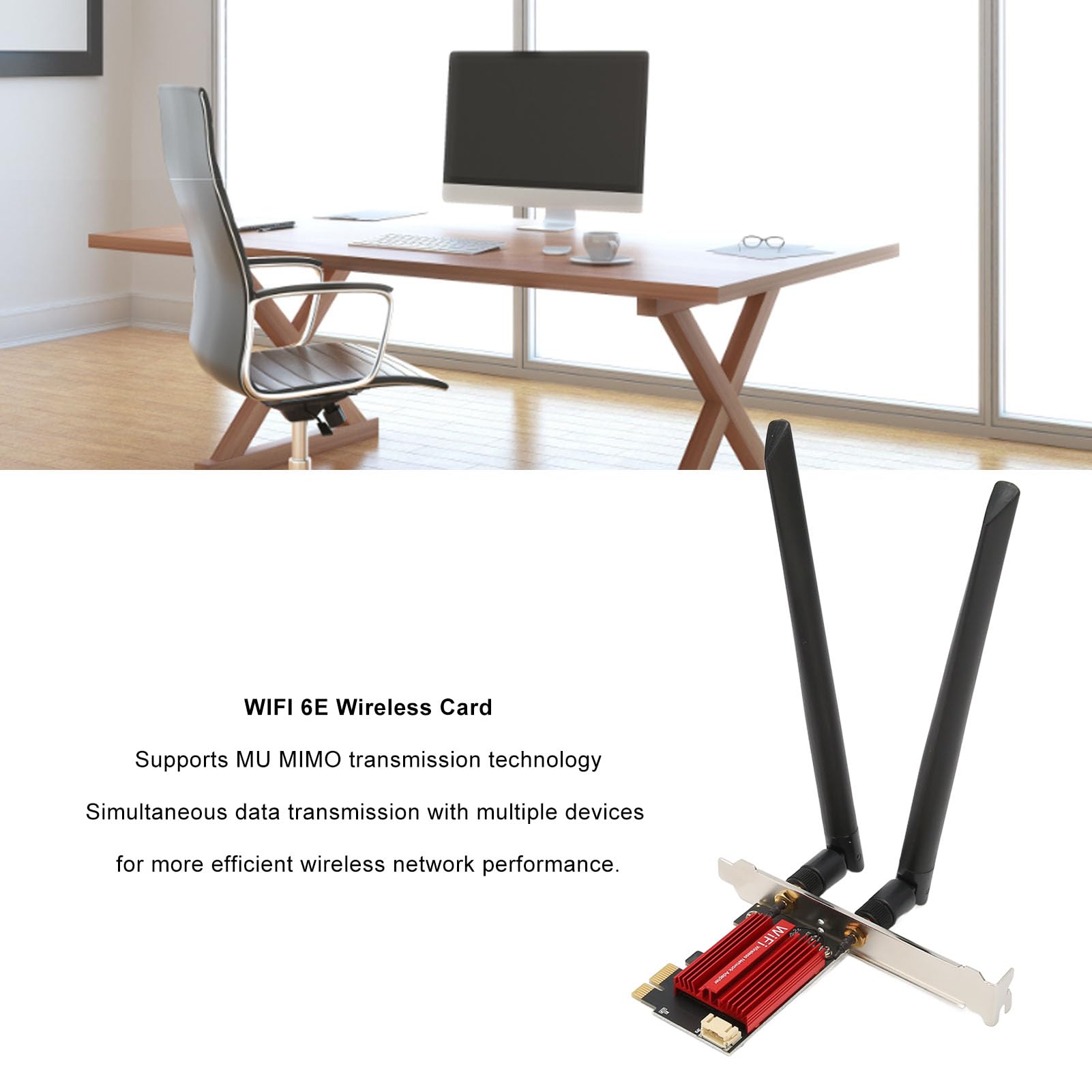 Septpenta Karta Wi Fi, Karta Pcie Wifi 6e 5374 Mb/S, Technologia Transmisji MU MIMO, Trójzakresowe Karty Sieciowe PCI e Z Radiatorem 6G/5, 8G/2, 4 Ghz