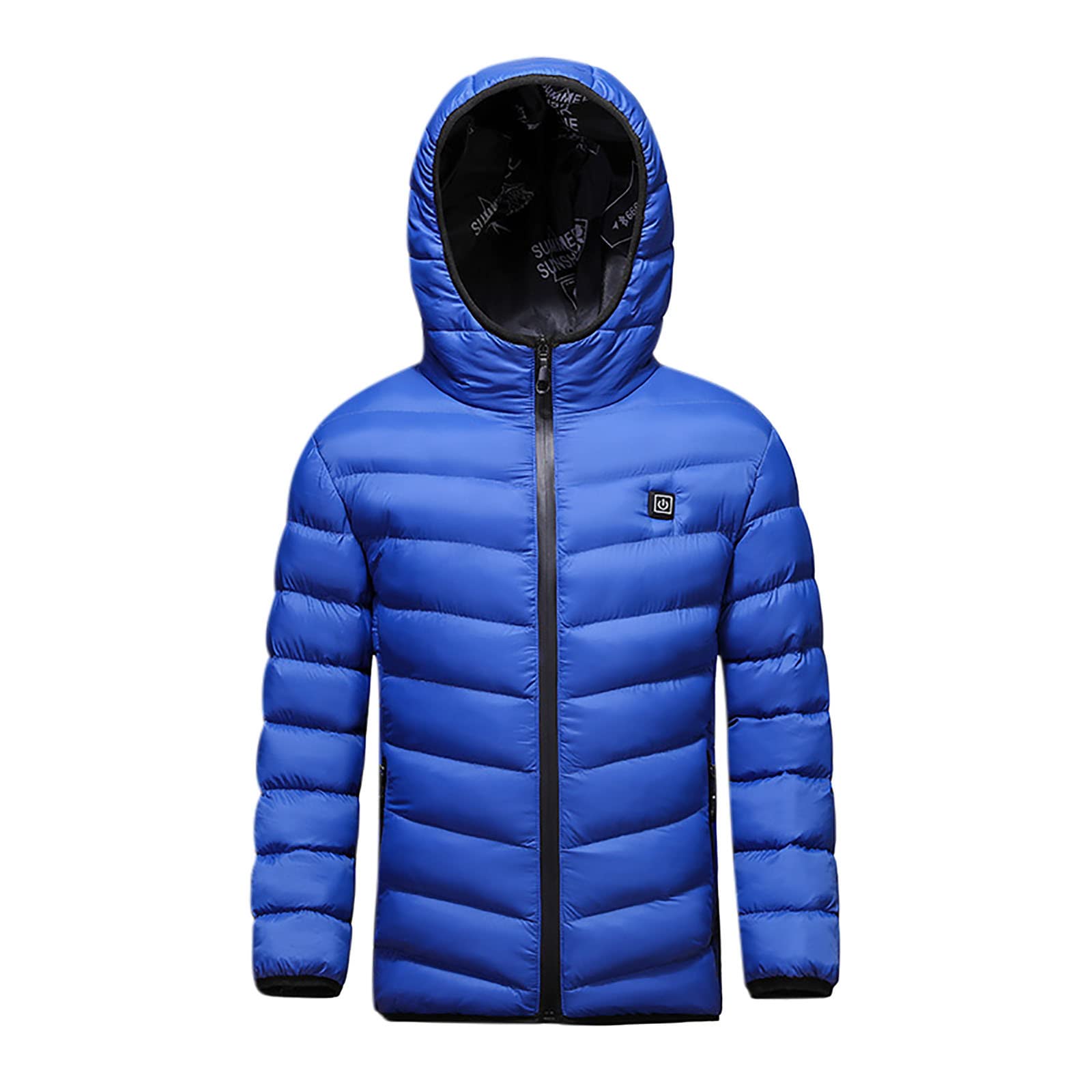 Veste Chauffante Enfants USB Manteau à Capuche Jacket Chauffants Intelligents avec 2 Zones de Chauffage et 3 Température Réglable Doudoune Hiver Chaud Confortable Vêtements Pour Randonnée Ski Camping