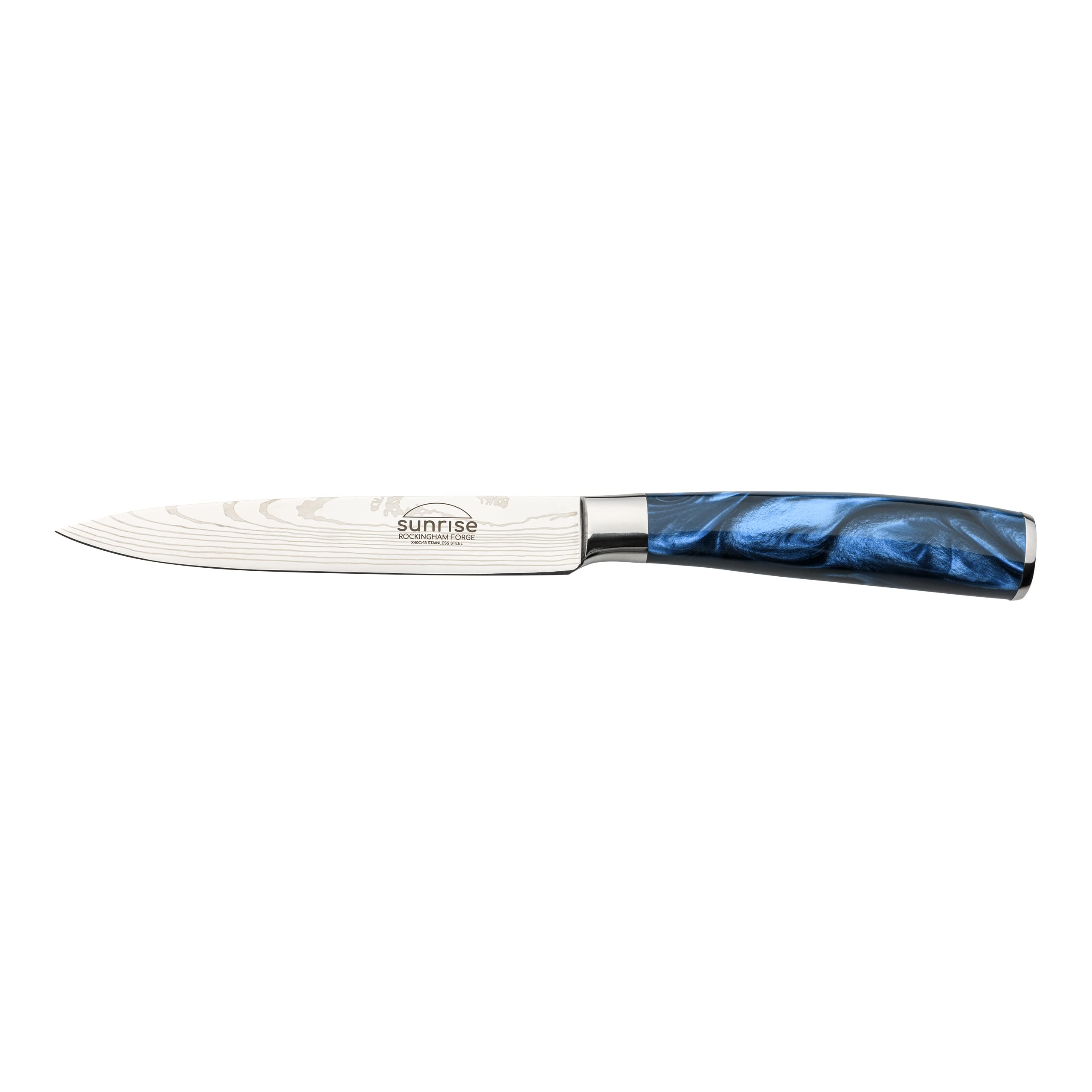 Rockingham Forge Sunrise Collection 5" Utility Knife, Stainless Steel with Resin Handles, Sapphire Blue