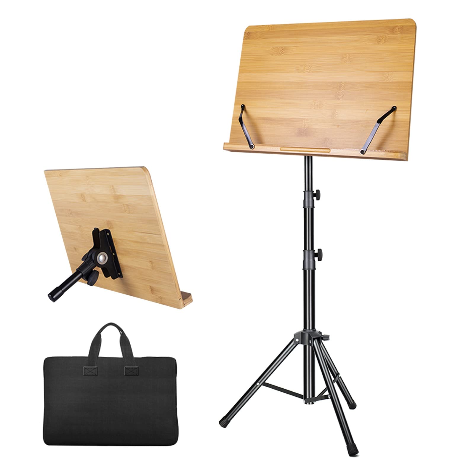 Leggio Per Spartiti Theodore Con Base A Treppiede - Regolabile In Altezza, Legno E Metallo - Foto 5