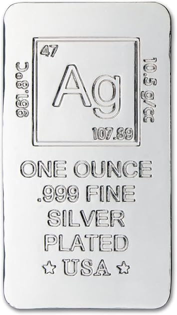 1 oz Silver Plated Bar (Flat Style) .999 Pure Paperweight