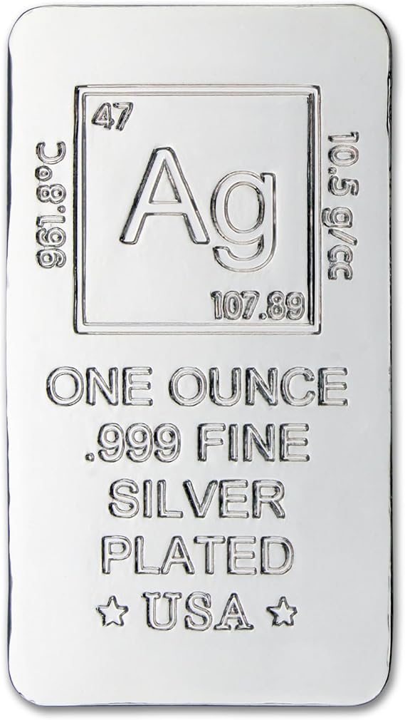 1 oz Silver Plated Bar (Flat Style) .999 Pure Paperweight