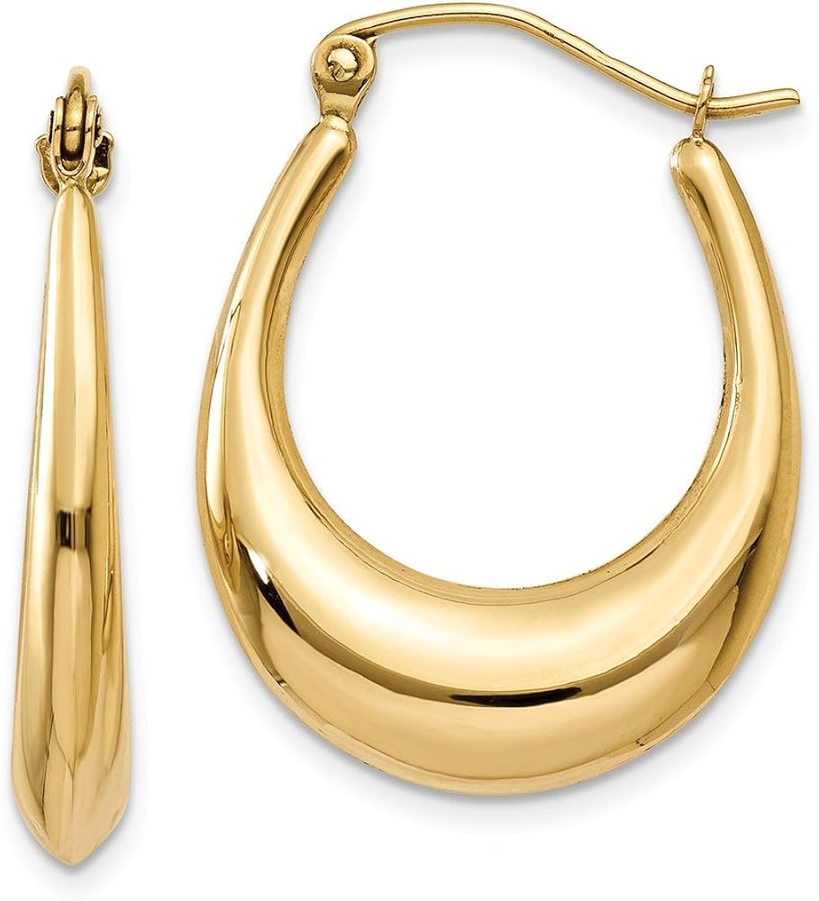 Miniatura 9 de Juego de aretes de aro de oro amarillo de 14 quilates joyería fina ovalada para mujer regalos para ella Cristal Oro amarillo