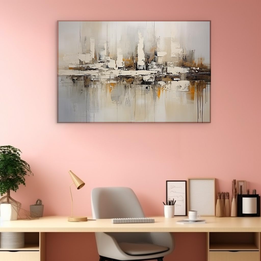 Canvas for Living room. Urban Serenity: A Modern Interpretation of City Reflections in Monochrome, 27 x 18 inch Canvas Wall Art - Ready to Hang - 69x46 cm (27x18 inch)